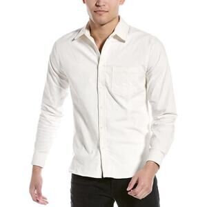 M.Singer Corduroy Button Up Shirt Size L Large Men Ivory Cotton Blend Classic